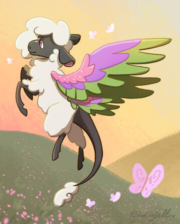 melonheart illustration digital illustration of a flying sheep
